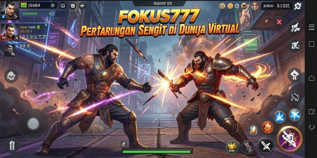 Screenshot utama FOKUS777 menampilkan aksi pertarungan yang mendebarkan.