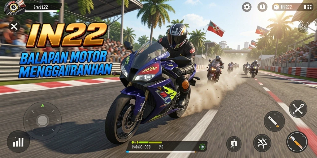 Tampilan menarik dari gameplay balapan motor yang mendebarkan.