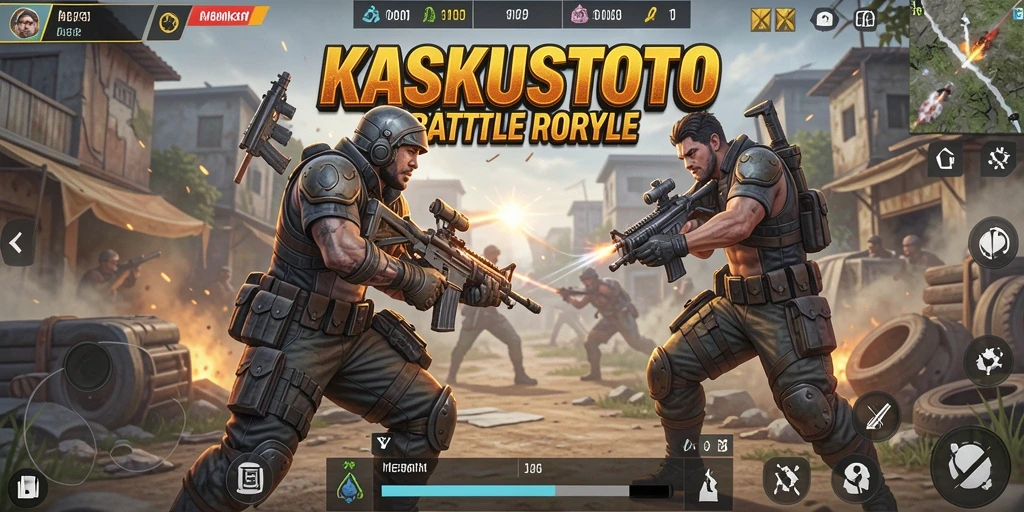 Tampilan gameplay KASKUSTOTO dalam pertempuran seru Battle Royale.